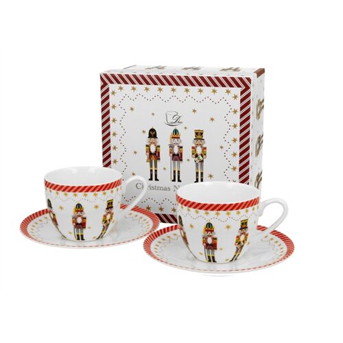 Porceláncsésze+alj, 90ml, 2 személyes, dobozban, Christmas Nutcracker
