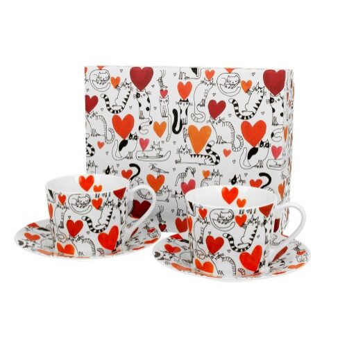 Porceláncsésze+alj,230ml,2 személyes,dobozban,Serca