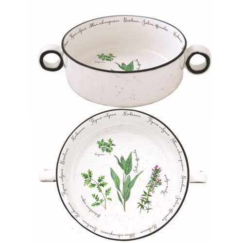 Porcelántál füllel 16cm, Herbarium