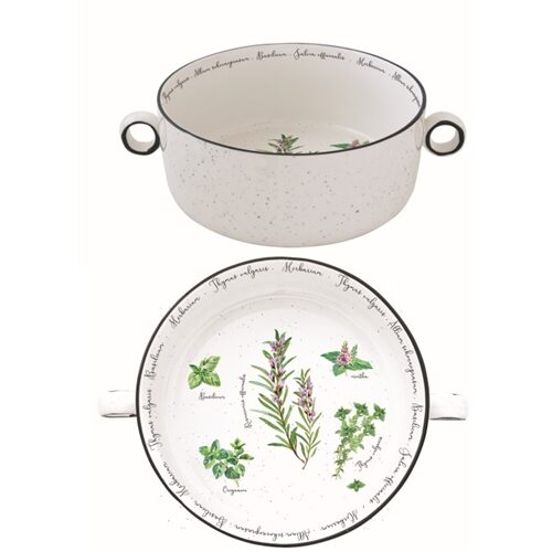 Porcelántál füllel 20cm, Herbarium