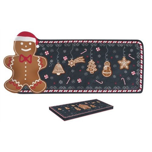 Porcelántálca 36x16cm, dobozban, Gingerbread