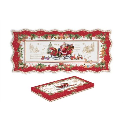 Porcelántálca 40x18cm, dobozban, Christmas Memories