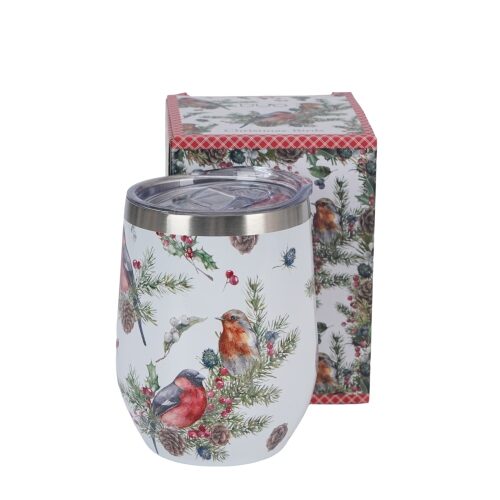Rozsdamentes acél hőtartó pohár 330ml, Christmas Birds 1