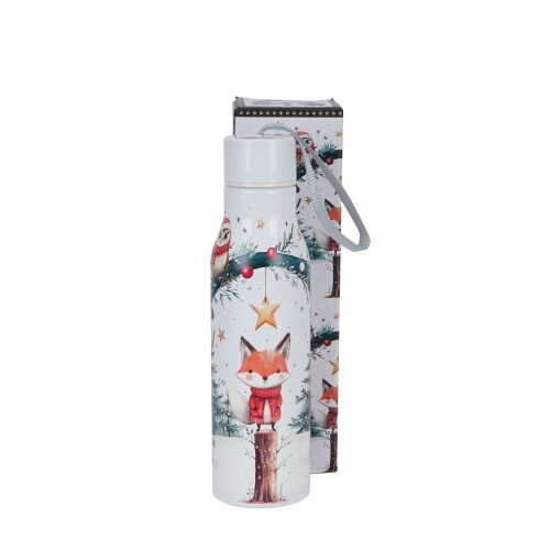 Rozsdamentes acél hőtartó útipalack duplafalú, 0,5L, Christmas Cuties 2