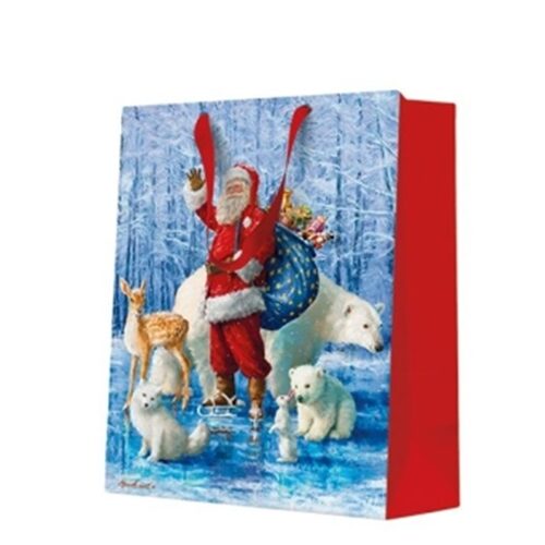 Santa Claus With Animals papír ajándéktáska medium 20x25x10cm