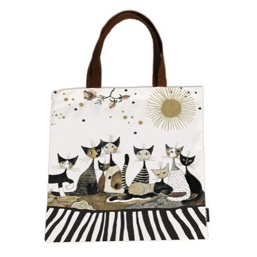 Textil bevásárló táska 38x40cm, polyester, Rosina Wachtmeister:Cats Sepia