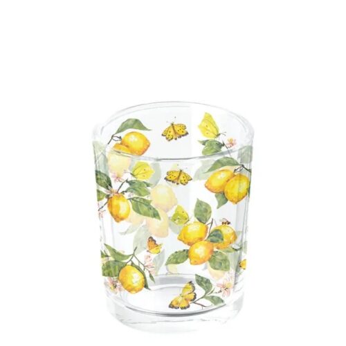 Üveg mécsestartó 5,5x6cm Fresh lemons white