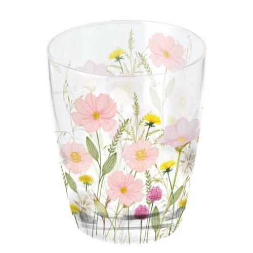 Üvegpohár 0,25l, Pastel Flowers Pink