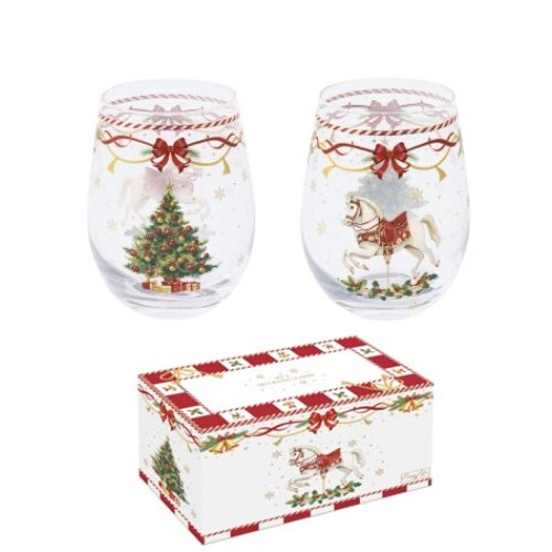 Üvegpohár 500ml, 2db-os szett, dobozban, Christmas Tale