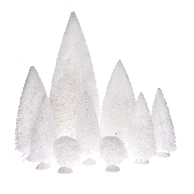 Fenyõ dekoráció havas 10-21 cm