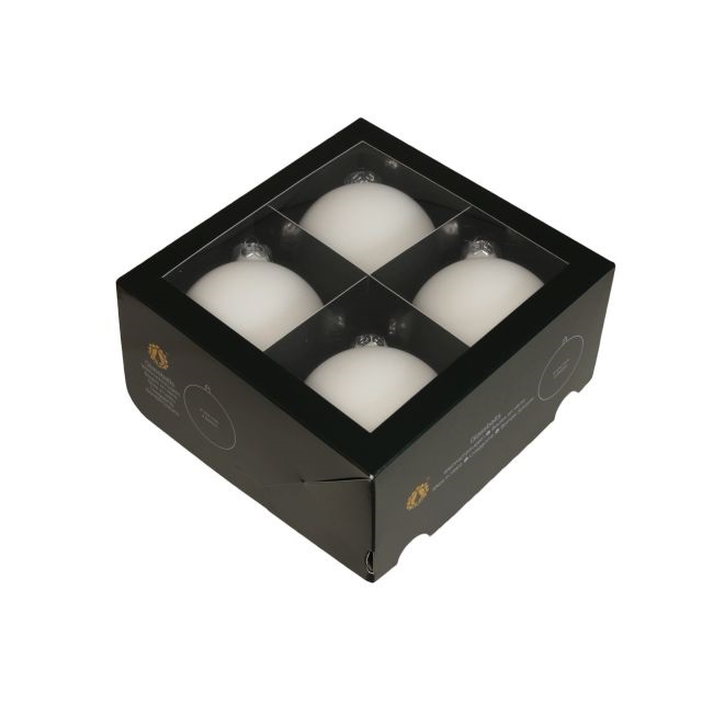 Gömb 10 cm white satin S/4