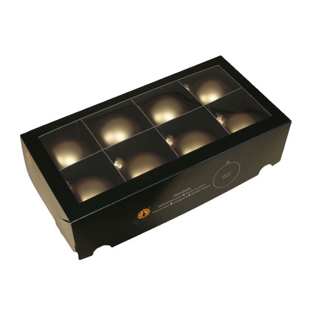 Gömb 8 cm bright gold mat S/8