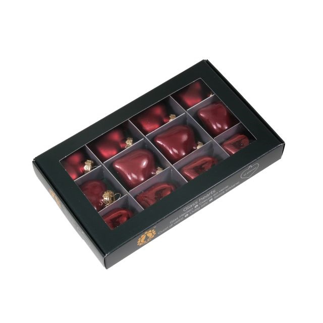 Szív 4 cm ruby S/12
