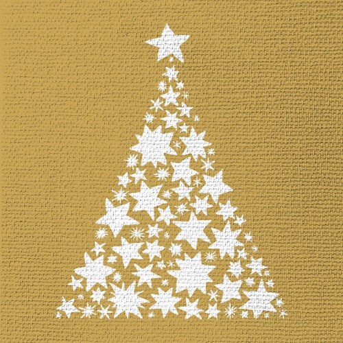 Dombornyomott papírszalvéta, Tree on Canvas gold, 33x33cm, 15db-os
