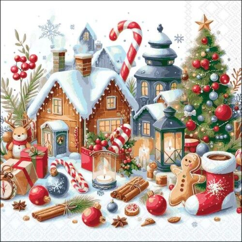 Papírszalvéta, Christmas scenery, 33x33cm, 20db-os
