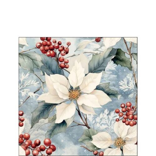 Papírszalvéta, Winter poinsettia, 25x25cm, 20db-os