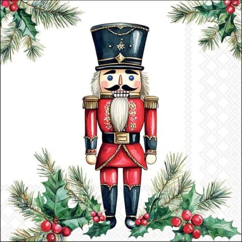 Papírszalvéta, Wooden nutcracker white, 33x33cm, 20db-os