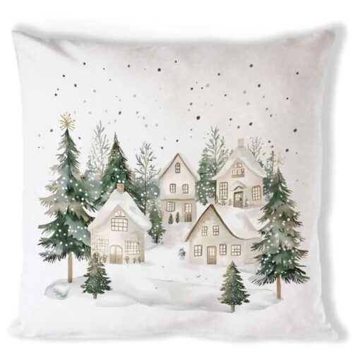 Párnahuzat, Snowy houses, 40x40cm, 100% pamut