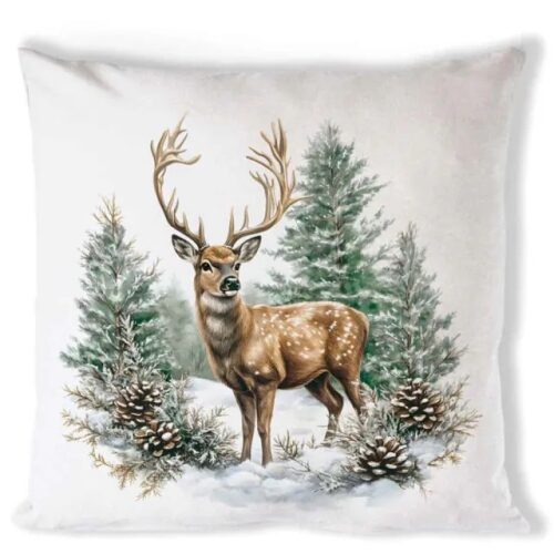 Párnahuzat, Winter stag white, 40x40cm, 100% pamut