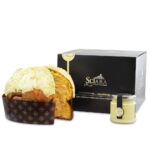 Sciara mandulás panettone 750 g, 190 g szicíliai mandulakrémmel, elegáns karácsonyi díszdobozban