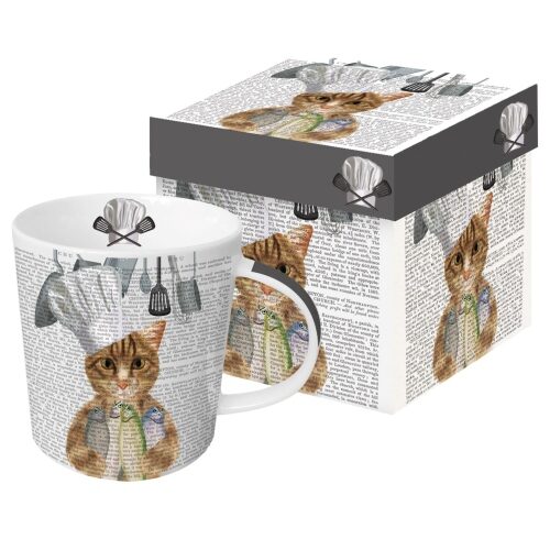 Porcelánbögre dobozban, Cat Chef, 0,4l