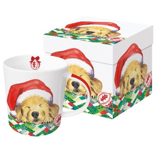 Porcelánbögre dobozban, Christmas Puppy, 0,4l
