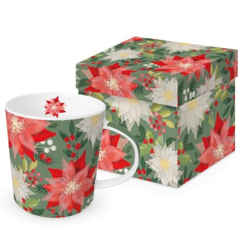 Porcelánbögre dobozban, Merry Poinsettia, 0,4l