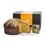 Sciara pisztáciás-narancsos panettone szicíliai naranccsal és étcsokoládéval, 190 g 60%-os pisztáciakrémmel, díszdobozban