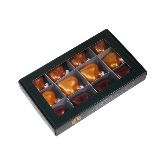 Szív üveg 4cm caramel brown S/12